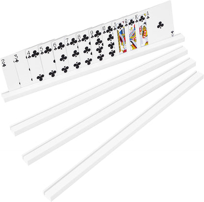 Playing Card Holder Stand Width 400mm (15.75 in.) White Acrylic Set for Playing Card Games, Trading Card or Other Card, Board Games (4 Pcs, White)
