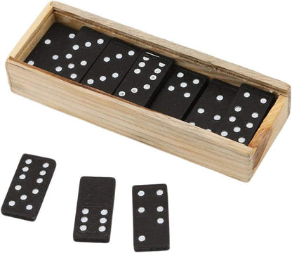 Kicko Mini Wooden Dominoes Set - 12 Pack - Miniature Classic Board Games - Small Blocks, Educational Toys, Game Tiles, Leisure Time, for Teens and Adults