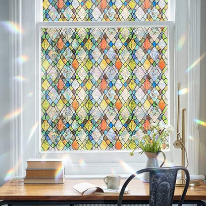 Rainbow 3D Window Stained Glass Privacy Film Decorative (1847.12 sq inches sq inches)