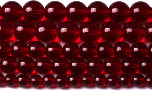 Smooth Garnet Red Glass Crystal Round Loose BeadsFor Jewelry Making DIY Bracelet Necklace Accessories 8mm 51pcs 15" Strand (Garnet Red Glass, 8mm)