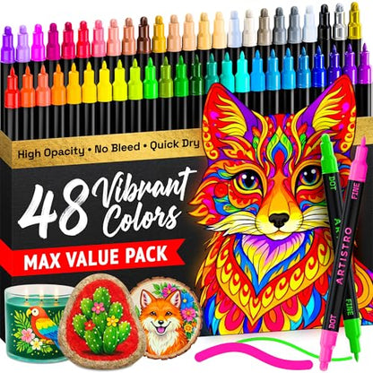 Dual Tip Acrylic Paint Marker Pens (48 Count)