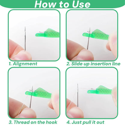 Fish Mouth Needle Threader for Sewing Machine, Quick Sewing Needle Threader Tool, Fish Type Sewing Machine Needle Threader, Sewing Threaders for DIY and Sewing Machine (Green)