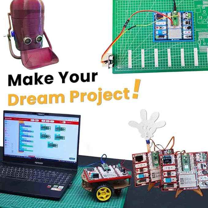 Picobricks Raspberry Pi Pico W Starter Kit with 12 Detachable Sensors and Extensive Learning Guide, Raspberry Pi Kit, Raspberry Pi Starter Kit, DIY Coding Kit