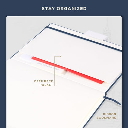 Beechmore Books A3 Sketchbook – 11.7x16.5 Premium Vegan Leather Bound Extra Large Sketch Book Hardcover, 160gsm 160 Perforated Ivory Pages, Blank Sketch Pad, Gift Boxed, Back Pocket, Ribbon Bookmark - Crafty Corner