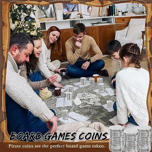 100 Pcs Silver Plastic Pirate Coins for Treasure Chest Party Favors (100 Count)