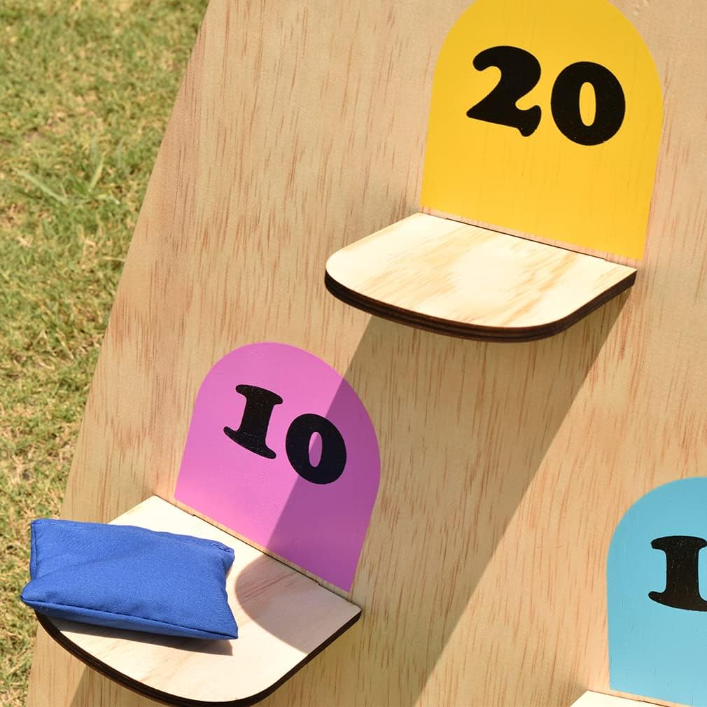 NI-ROU Vertical Cornhole Game with 8pcs Bags Wood Bean Bag Toss Games for Kids and Adults Outdoor & Indoor Use