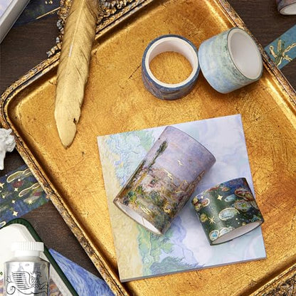 Landscape Washi Tape Set in Oil Painting Style 24 Rolls Scenery Drawing Masking Graphic Decorative Tapes for Arts (24 Count)