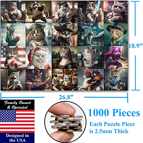 Funny Cats 1000 Pieces Jigsaw Puzzle Featuring heartwarming Kittens and Cats. Fun for Teens