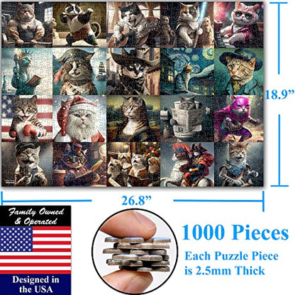 Funny Cats 1000 Pieces Jigsaw Puzzle Featuring heartwarming Kittens and Cats. Fun for Teens