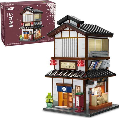 CaDA Master C66019W Japanese Style Yakitori Izakaya House Building Set,City Street Brick Kit with Lights, 1195PCS Modular House Idea Collect Gift for Adults