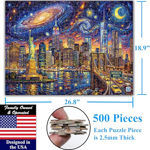 Starry Manhattan Night 500 Pieces Large Format Jigsaw Puzzle