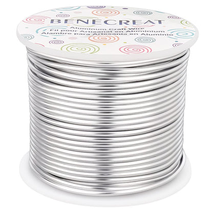 BENECREAT 12 17 18 Guage Aluminum Wire (12 Gauge,100FT) Anodized Jewelry Craft Making Beading Floral Colored Aluminum Craft Wire - Silver