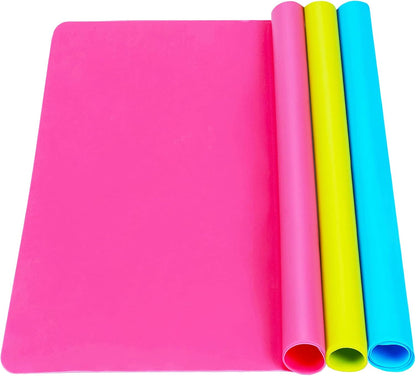 3 Pack Silicone mat Large Silicone Sheets for Crafts, Liquid, Resin Jewelry Casting Molds Mat, Silicone Placemat 15.7” x 11.8” (Blue & Rose Red & Green) - Crafty Corner