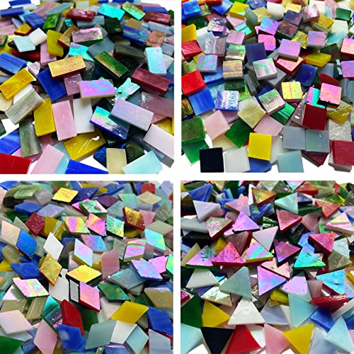 510 Pieces Iridescent Glass Mosaic Tiles for Crafts (510 Count)