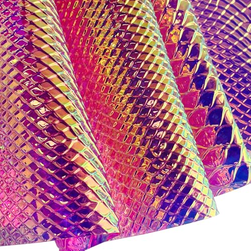 Iridescent Transparent Embossed Vinyl Holographic Blue Clear PVC Vinyl Craft Film 16"×54" for Sewing DIY Projects