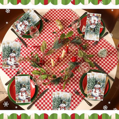 100 Pcs Christmas Guest Napkins for Decoupage 2 Ply Snowman Disposable Paper Napkins Snowflake Elk Xmas Tree Decorative Winter Christmas Cocktail Guest Hand Towel for Party Table Dinner Bathroom (100 Count)