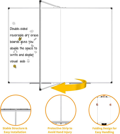 XBoard Magnetic Whiteboard 72 x 48 Inch | Giant Foldable Dry Erase White Board for Wall with Marker Tray 6' x 4' | Extra Large Aluminum Frame Folding Message Presentation Board