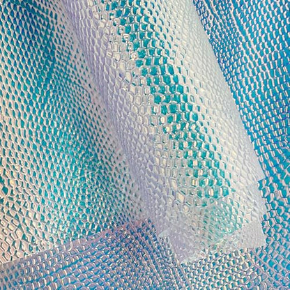 Iridescent Transparent Embossed Vinyl Holographic Blue Clear PVC Vinyl Craft Fabric 16"×54" for Sewing DIY Projects