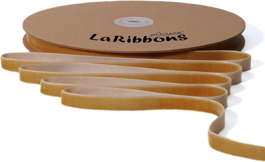 LaRibbons Thin Velvet Ribbon 3/8 Inch x 25 Yards, Khaki Velvet Ribbon for Christmas Tree, Gift Wrapping, Wreath Bow, Outdoor Decoration - Crafty Corner
