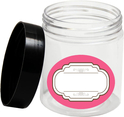 4 oz Plastic Jars with Lids,8 Pack Wide-mouth Clear Storage Containers, Empty Round Clear Plastic Jars with Lids and labels for Body Butter, Bath Salt, Slime and Beauty Products