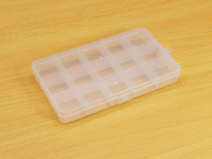 8 Pack 15 Grids Plastic Bead Organizer Box 6.8 * 3.86 * 0.87 inches Clear Storage Container Jewelry Case with Fixed Dividers for Rings, Earrings, Nail Art, DIY Crafts, Fishing Tackles