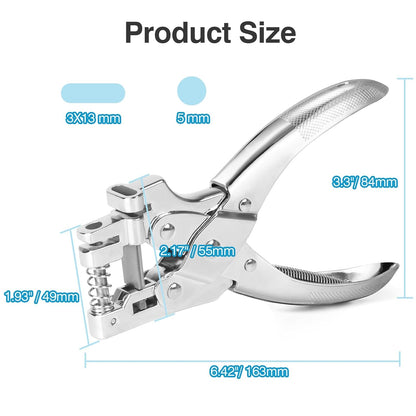 2 in 1 Badge Slot Hole Punch for ID Cards, Heavy Duty Hand Punch Metal Hole Puncher for PVC Material, Business Cards, Paper and Cardstock (5mm Round Hole &13mm X 3mm Slot Hole, Silver) - Crafty Corner
