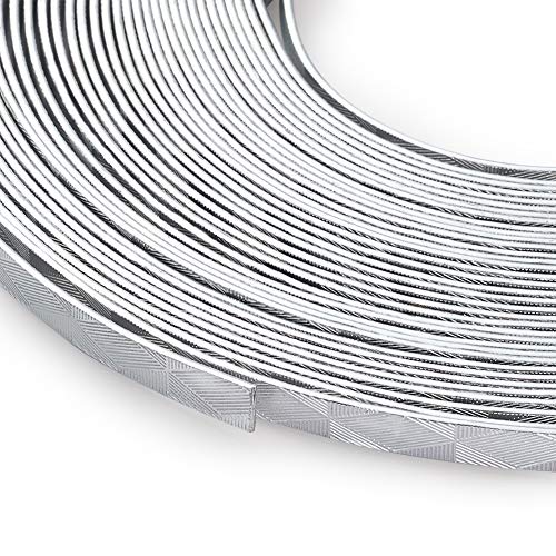 32.8 Feet 5mm Aluminum Flat Artistic Wire Silver Bendable Metal Craft Wire for Beading for Bezel Sculpting Armature Jewelry Making Gem Metal Wrap (32.8 Foot)