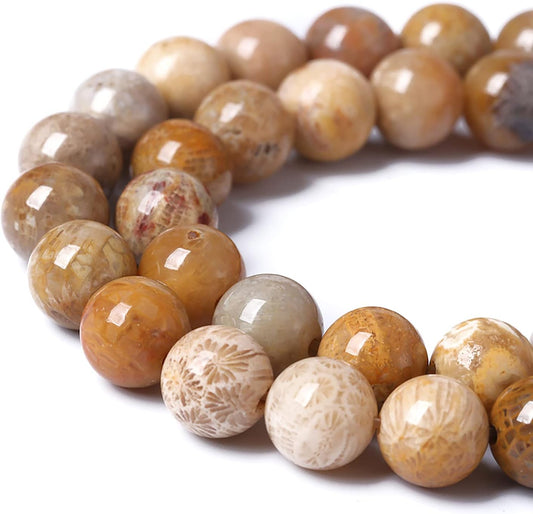 60pcs 6mm Natural Coral Jade Chrysanthemum Stone Beads Round Loose Beads for Jewelry Making,DIY Bracelet Necklace