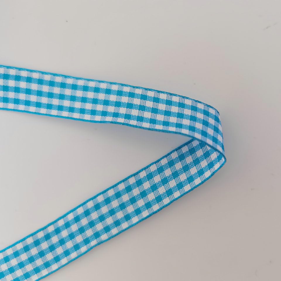 Vivid Blue and White Woven Edge Plaid Ribbon 100% Polyester Gingham Ribbon 25 Yards Each Roll (75 Foot)