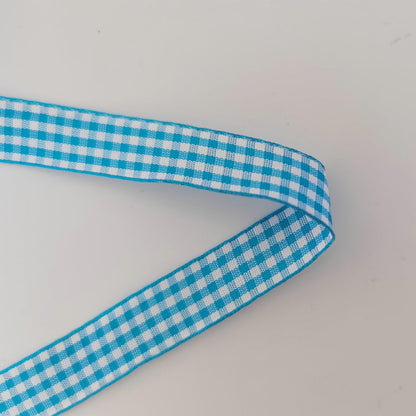 Vivid Blue and White Woven Edge Plaid Ribbon 100% Polyester Gingham Ribbon 25 Yards Each Roll (75 Foot)