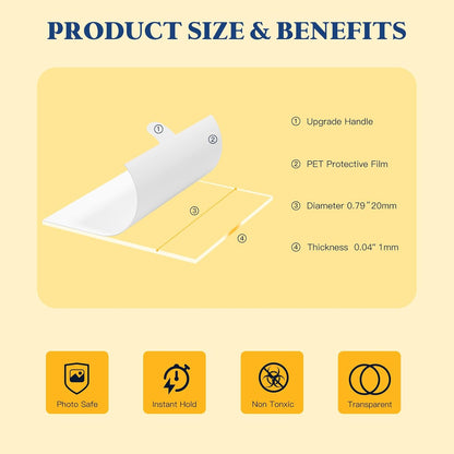 0.79" Double Sided Adhesive Dots, 75pcs Clear Mounting Putty No Residue, Easy to Peel Strong Sticky Tack for Wall Hanging, Crafts, Posters, Photos, DIY Projects