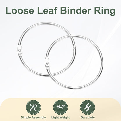 PATIKIL 2.5" x 2.8" Loose Leaf Binder Rings, 30 Pcs Metal Book Rings Nickel Keychain Ring for Paper Index Cards Flash Card Notebook Rings Office Home Book Binder, Silver Tone