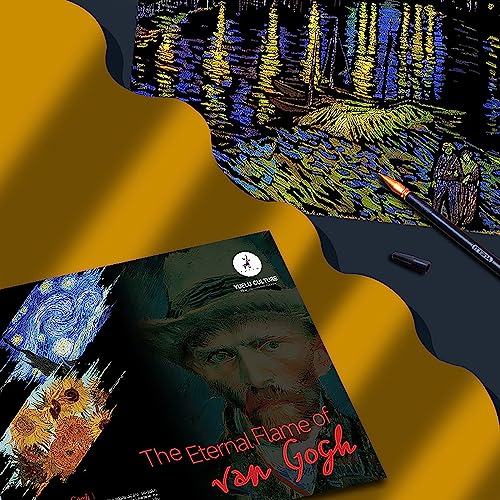 Scratch Art Painting 4 Pcs Vincent Van Gogh Scratch Rainbow Paper Set for Adults and Kids