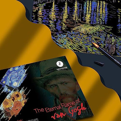Scratch Art Painting 4 Pcs Vincent Van Gogh Scratch Rainbow Paper Set for Adults and Kids