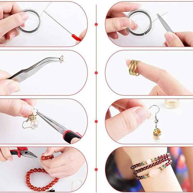 DIY Bracelet Necklace Material Acrylic Beads Glass Beads Set OP0337 1960 Pieces Jewelry Making Supplies with Beads Findings Pliers Beading Wire