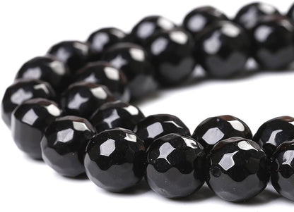 90pcs 4mm Natural Faceted Black Agate Stone Beads for Jewelry Making Energy Healing Beads DIY Bracelet Necklace Accessories 15" (4mm, Faceted Black Agate)