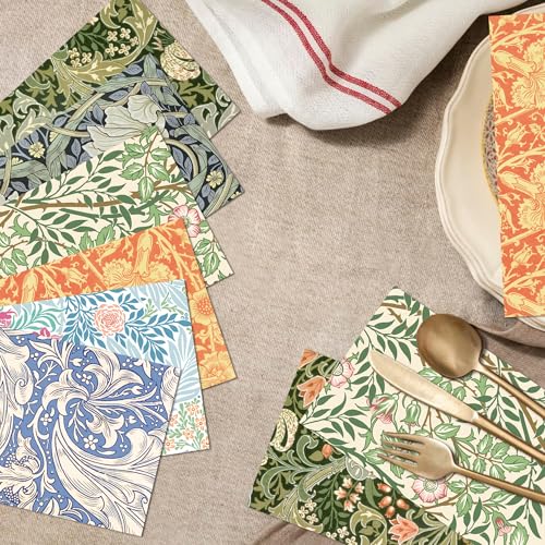 120PCS Vintage Floral Paper Napkins