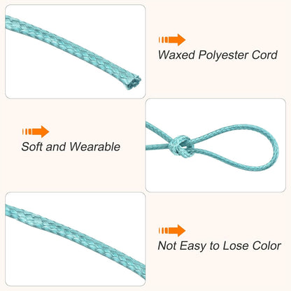 MECCANIXITY Waxed Cord 1mm Waxed Polyester Cord 175 Yard Wax String for Bracelet Making,Necklaces, Beading,Jewelry Making and DIY Crafts(Blue)
