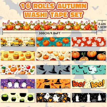 Halloween Washi Tape Set 16 Rolls (160 Foot)