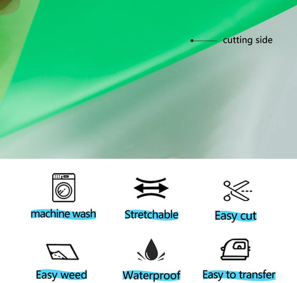 guangyintong Glow in The Dark Heat Transfer Vinyl HTV Rolls, 12" x 8ft Luminous Fruit Green Iron on Vinyl for T-Shirts Costumes, PU Elastic HTV Vinyl for All Cutter Machines Easy to Cut & Weed