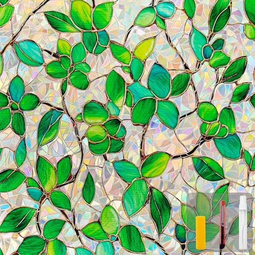 Window Privacy Film with Installation Tools Home Decorative Colored Glass Window Stickers Reusable electrostatic Rainbow Stickers