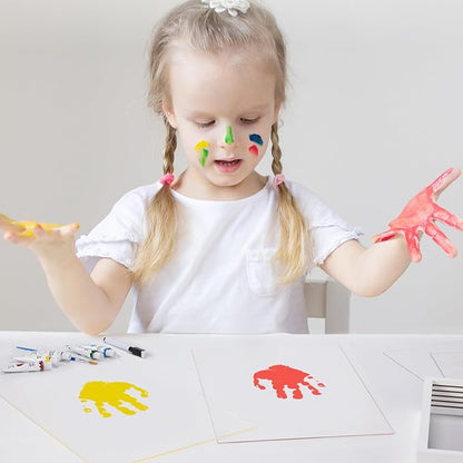 Diytoolsman Family Handprint Kit - DIY Crafts Keepsake White Wooden Frame - Gifts for New Parents, Fun Mom Gift - Includes 5 Non-Toxic Paint Colors