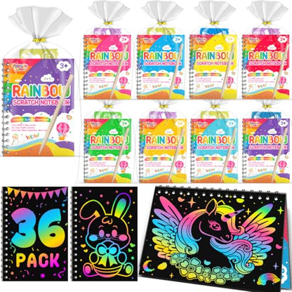 36 Pack Rainbow Scratch Notebook Art Party Favors for Kids (36 Count)