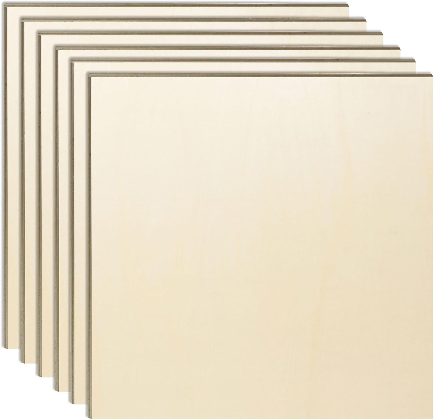 6 Pack 16 x 16 x 1/4 Inch-6mm Thick Basswood Sheets for Crafts Unfinished Plywood Sheets Boards Square Crafts Wood Sheets for DIY Laser Projects, Wood Burning, Engraving, Staining, Architectural Model