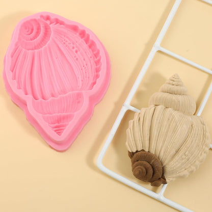 1Pcs Conch Cake Decoration Silicone Mold, Ocean Shell Candy Fondant Molds, Suitable for Chocolate Fudge Cookies Beach Theme Party Baking, Flower Paste UV Resin Clay Modeling