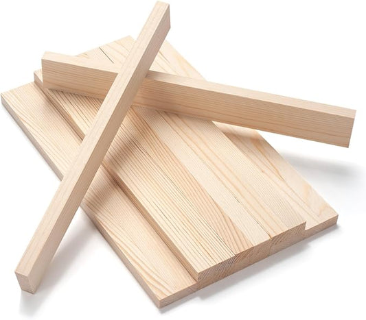Wood Trim Wooden Strips Slats for Wall, Wooden Dowels Sticks for Crafts, 1/2" × 1.5" × 12", 10 PCS Square Wood Dowel Rods for Crafting, Unfinished Hardwood Sticks Flat Lumber Boards for Woodworking
