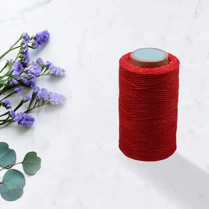 284 Yards Waxed Thread, 210D Heavy Duty Wax Upholstery Thread for Leather Sewing, 0.8mm Flat Waxed String for Bookbinding/Shoe Repairing/Leather Projects