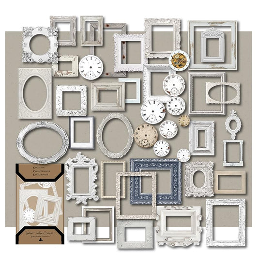 Vintage Junk Journal Items Kit Pre Cut Paper Cards Cutout Cardstock Art Aesthetic Decor Hollow Out Craft Elements Small Embellishments Supplies for Adults Scrapbook Pack