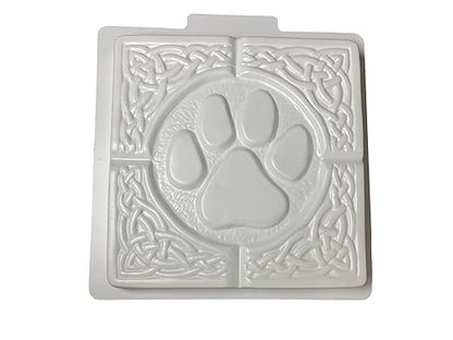 Paw Print Stepping Stone Mold, Concrete Stepping Stone Mold, Garden Decor Mold, 15.5" Square ***NOT A Finished Stone***