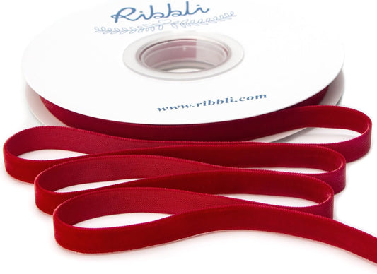 Ribbli Polyester Dark Red Velvet Ribbon,3/8 Inches Continuous10-Yard Spool,Christmas Ribbon for Gift Wrapping,Floral Bouquets, Home Decor - Crafty Corner